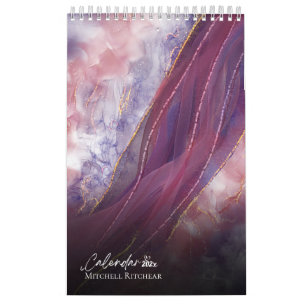 Calendrier Parties scintillant couleur Rose or bleu marbre