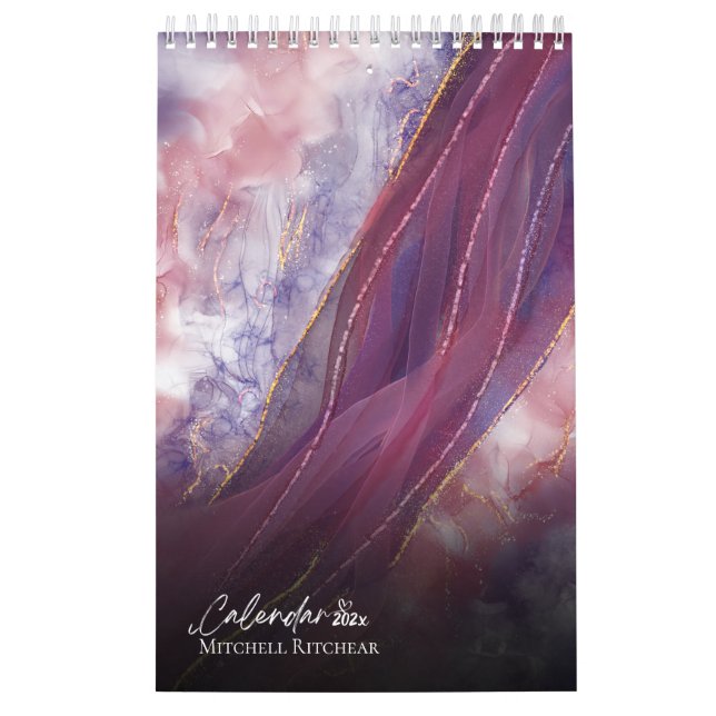 Calendrier Parties scintillant couleur Rose or bleu marbre (Protection)