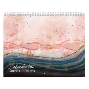 Calendrier Parties scintillant couleur Rose or bleu marbre