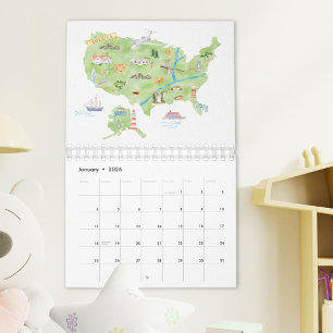 Calendrier Pays aquarellés 2026 dans les cartes du monde Voya