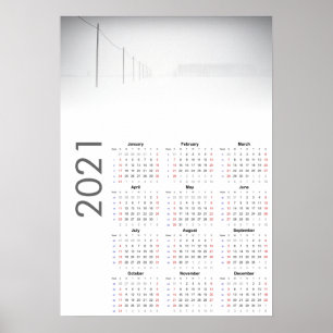 Calendrier Paysage enneigé 2021 Affiche