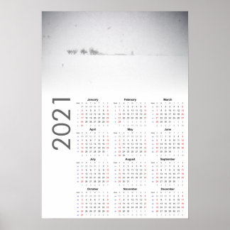 Calendrier Paysage enneigé 2021 Affiche
