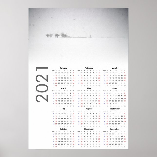 Calendrier Paysage enneigé 2021 Affiche (Devant)