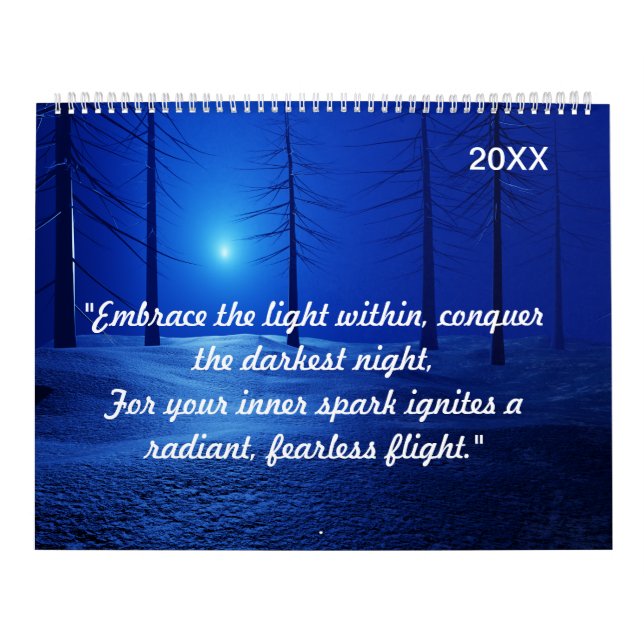 Calendrier Paysage esthétique forestier imaginaire bleu foncé (Protection)