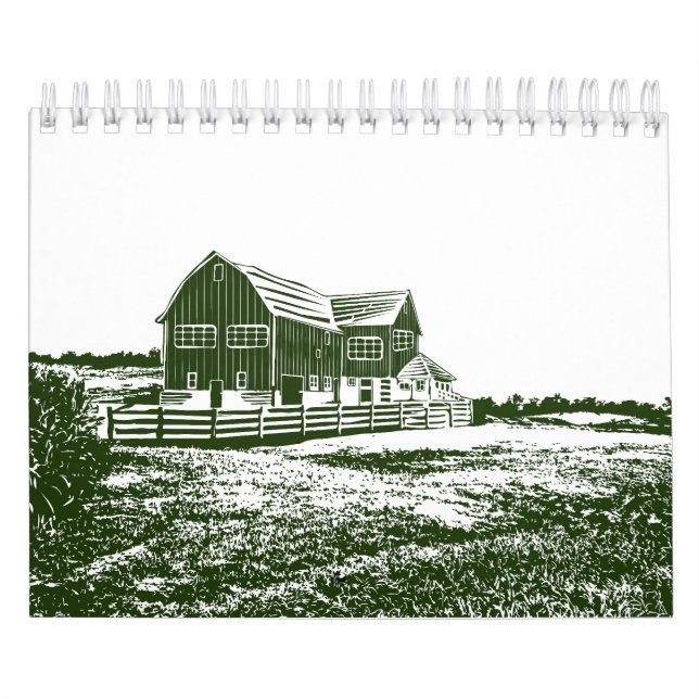 Calendrier Paysage rural maison de ferme de style coupe (Protection)