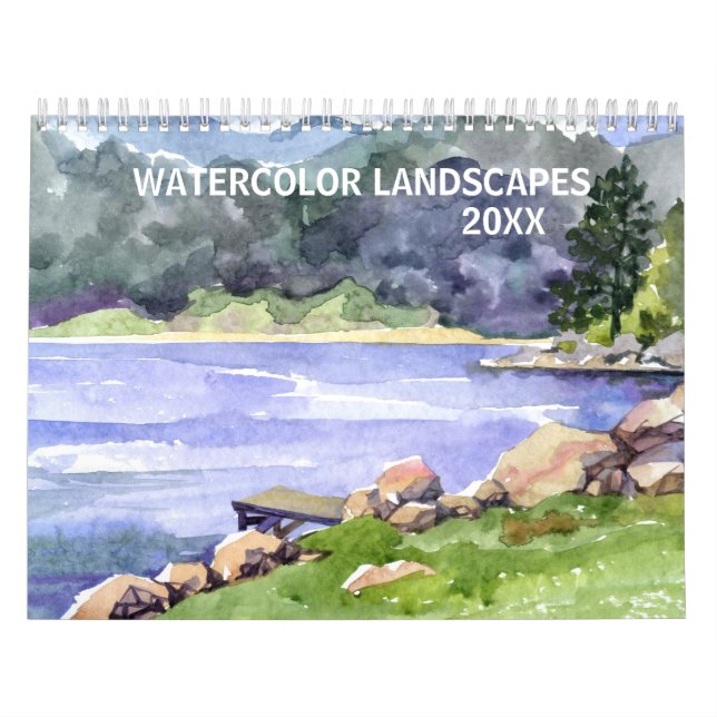 Calendrier Paysages d'aquarelle n'importe quelle année Lac Se (Protection)