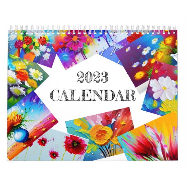 Calendrier Peinture à fleurs de couleurs vives (Protection)