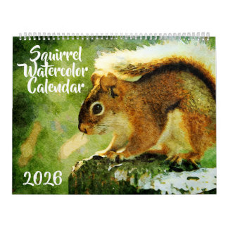 Calendrier Peinture à l'aquarelle d'écureuil adorable faune A