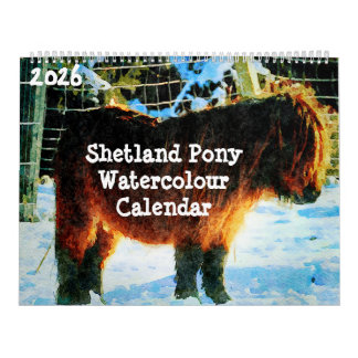 Calendrier Peinture aquarelle de poneys Shetland Hardy 2026