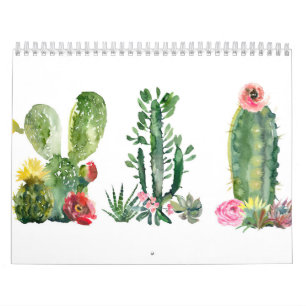 Calendrier Peinture de cactus aquarelle