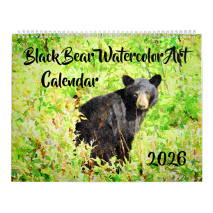 Calendrier Peintures aquarelles d'ours sauvage à couper le so