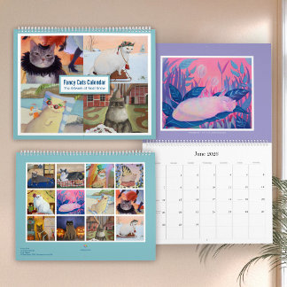 Calendrier Peintures de portraits de chats fantaisistes Art