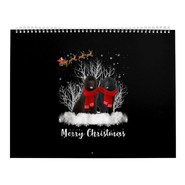 Calendrier père Noël Newfoundland Couple Joyeux cadeau de chi (Protection)
