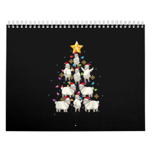 Calendrier père Noël Sheep Christmas Tree Lights Drôle cad