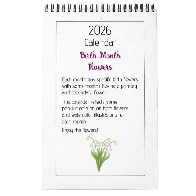 Calendrier Personalized Floral Illustrations Calendar (Protection)