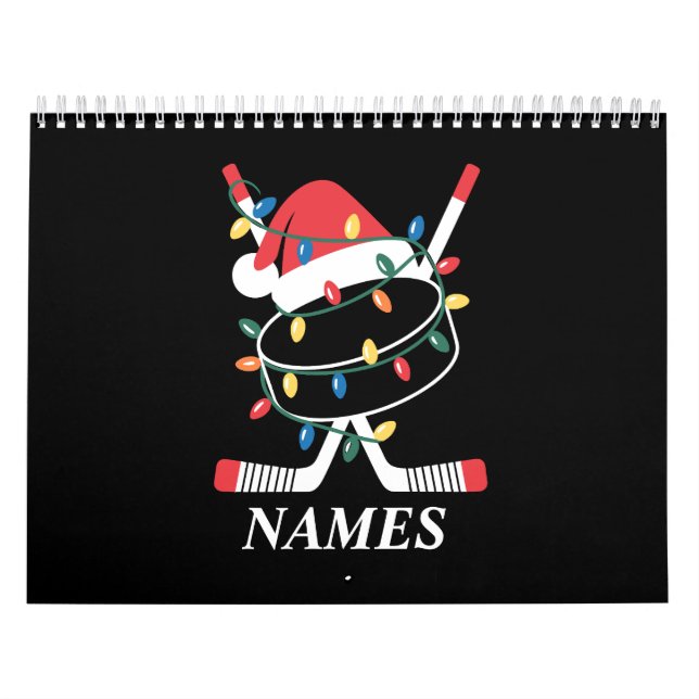 Calendrier Personalized Name Christmas Hockey Xmas Santa Hat (Protection)