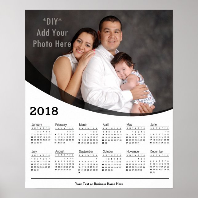 Calendrier personnalisé 2018 avec photo DIY Poster (Devant)