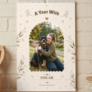 Calendrier personnalisé de chien de style botaniqu