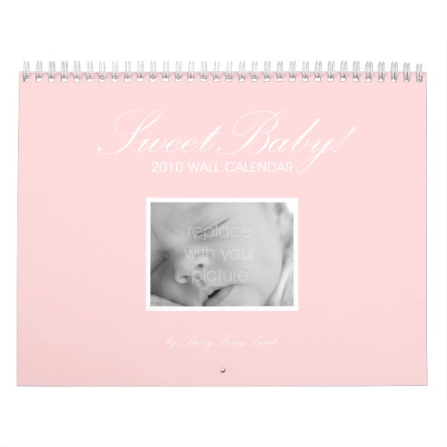 Calendrier personnalisé pour bébé doux - rose (Protection)