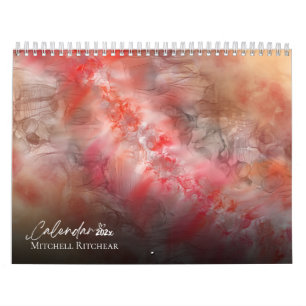 Calendrier Personnaliser Orange Burgundy Gris Aquarelle marbr