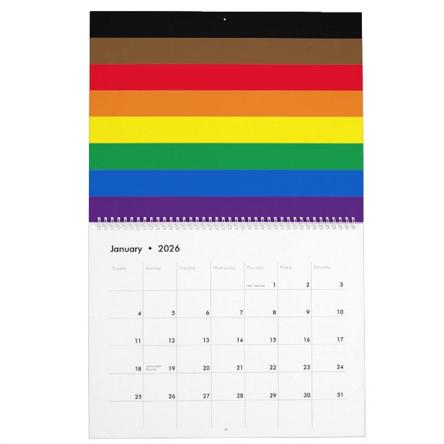 Calendrier Philly Pride diversité drapeau arc-en-ciel (Jan 2026)