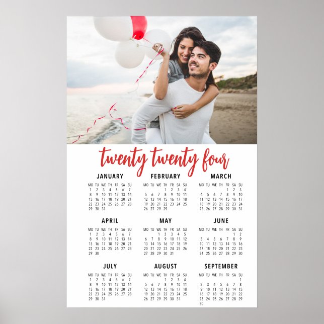 Calendrier photo 1 page affiche rouge 2019 (Devant)