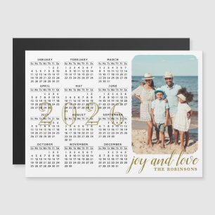 Calendrier photo 2025 Magnet moderne Noir Blanc Or