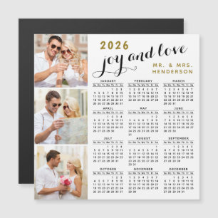Calendrier photo 2026 Fridge Magnet Black Gold Whi