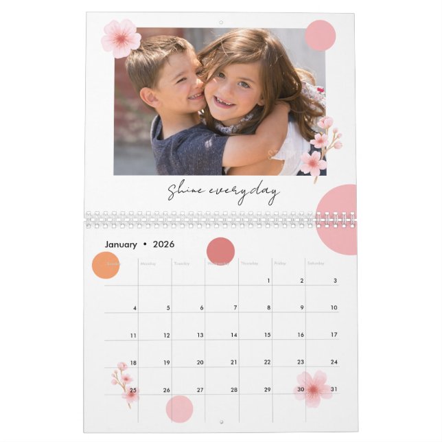 Calendrier Photo Calendar 2026 Pretty Floral Motivational (Jan 2026)