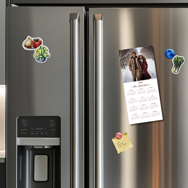 Calendrier photo classique 2025 Magnet rouge/blanc (Créateur téléchargé)