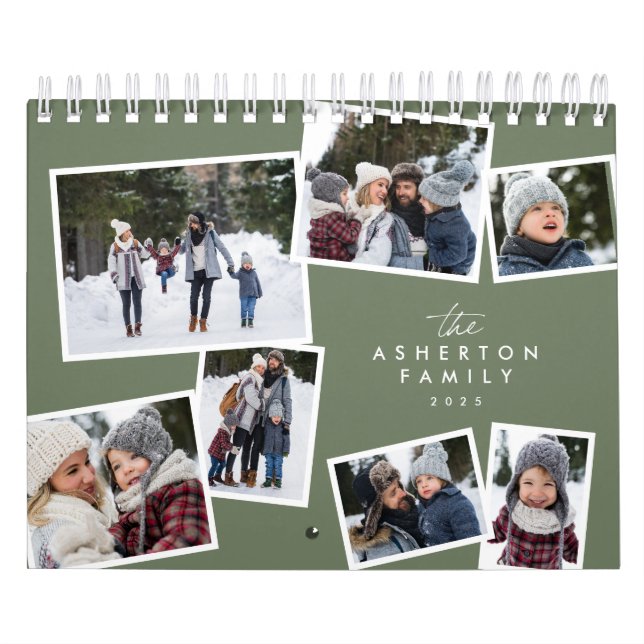 Calendrier Photo collage sauge vert famille scrapbook (Protection)