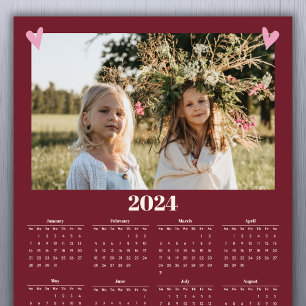 Calendrier photo de famille 2024 Magnet Red