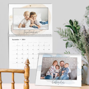 Calendrier Photo de famille éclaboussée d'aquarelle moderne 2