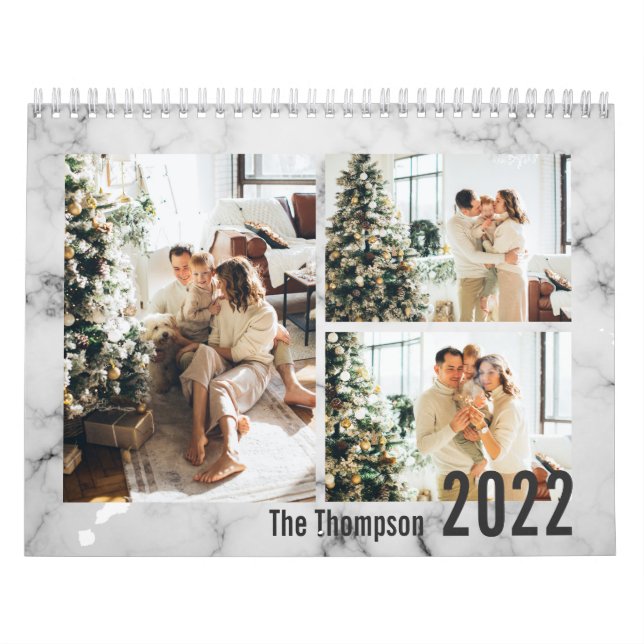 Calendrier Photo de famille en marbre élégant et moderne (Protection)