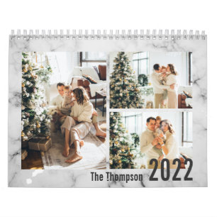 Calendrier Photo de famille en marbre élégant et moderne