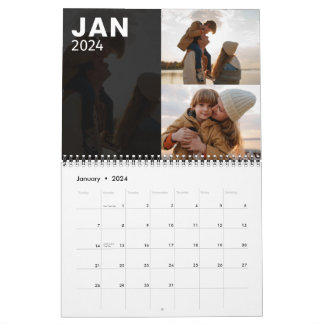 Calendrier photo de famille gris moderne 2024