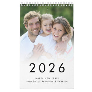 Calendrier Photo de famille simple par mois Nom 2025