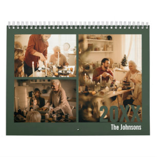 Calendrier photo de la famille verte moderne