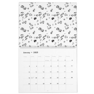 Calendrier photo en noir et blanc de bulles sur un dos blanc