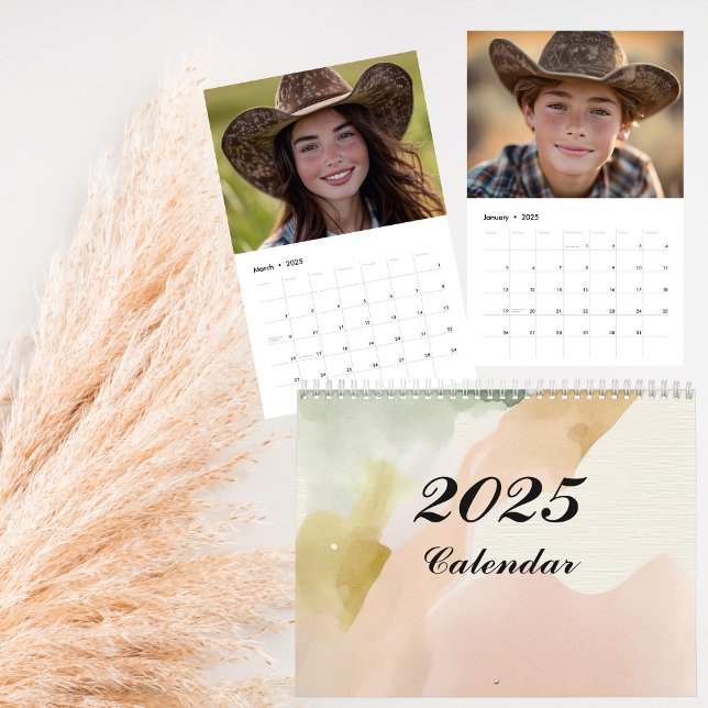 Calendrier photo personnalisable Boho 2025 de 12 m (Start your new year with this beautiful 2025 boho calendar)