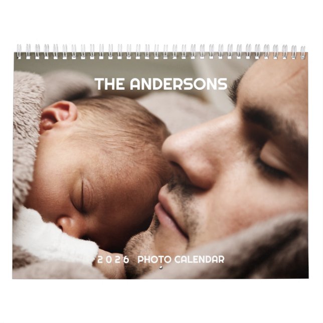 Calendrier photo personnalisé 2026 | Texte de l'an (Protection)