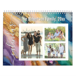 Calendrier photo personnalisé Belle agate pailleté