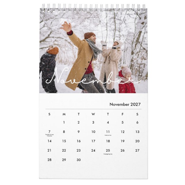 Calendrier Photo personnalisé script minimaliste 2026 (Nov 2027)