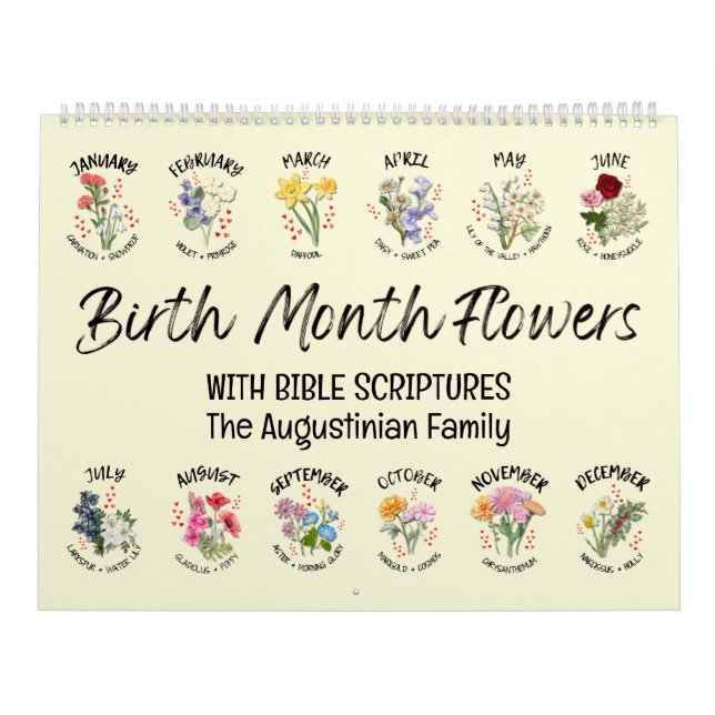 Calendrier Photo personnalisée FLEURS DU MOIS DE NAISSANCE Bi (Protection)