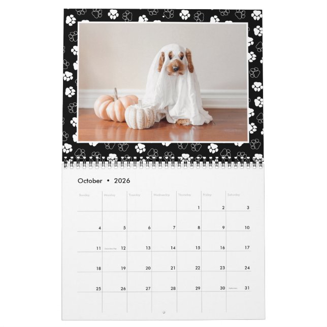 Calendrier Photo pour animal de compagnie de cadre Empreinte  (Oct 2026)