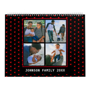 Calendrier Photos de famille Collage Coeur Balloon Motif Noir