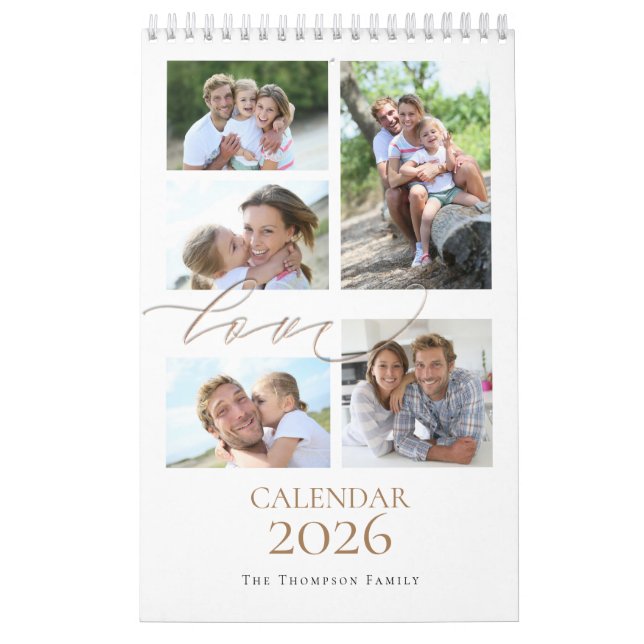 Calendrier Photos de famille Collage Love Script 2025 (Protection)