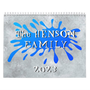 Calendrier Photos de la famille de Blue Color Splash Fun 2022