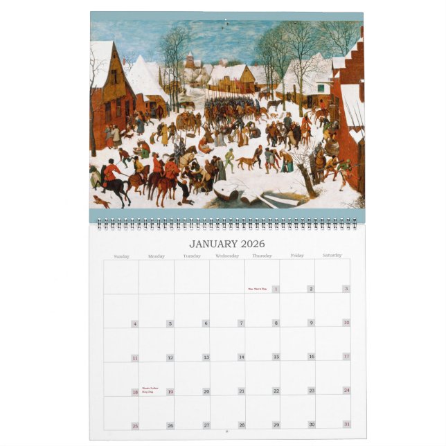 Calendrier Pieter Bruegel le 2016 énorme plus ancien (Jan 2026)