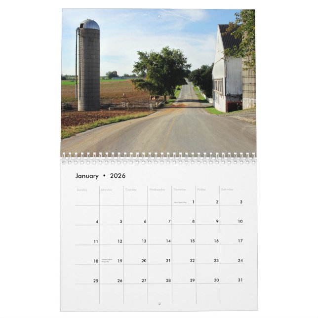 Calendrier pittoresque de Lancaster, Pennsylvanie (Jan 2026)